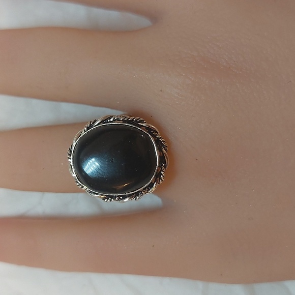 Onyx 925 Silver Ring - Size 6 - Picture 5 of 6